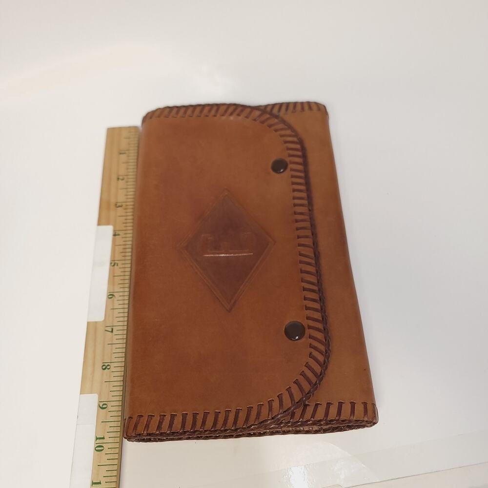 Leather Bag Case Pouch Book Holder Small Pencilcase Artist Brown Embossed Bible - Picture 10 of 11